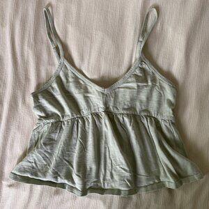 Sage green babydoll crop top